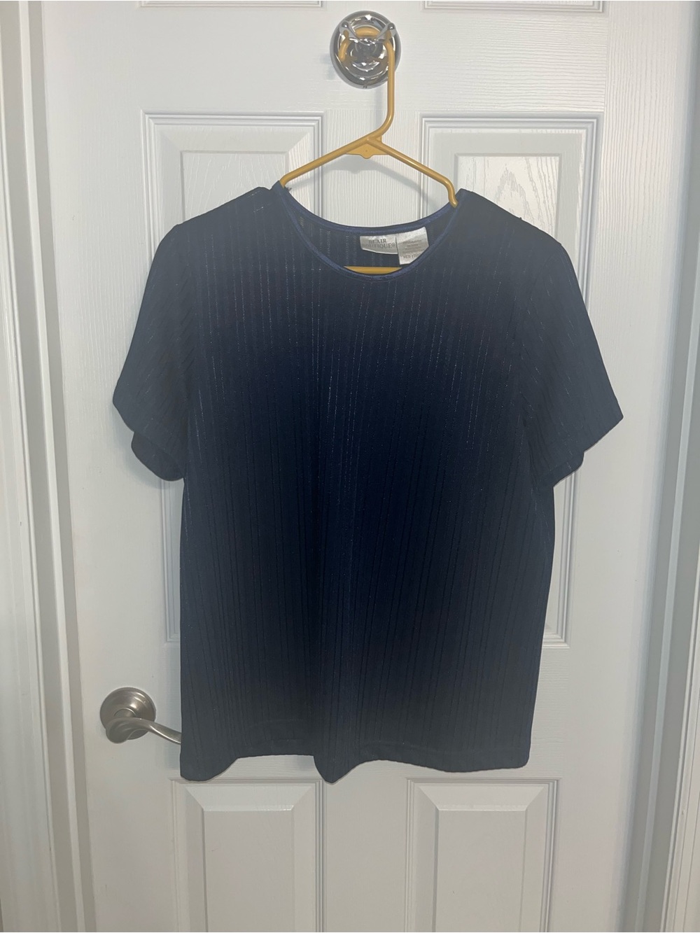 Women's Navy Short Sleeve Ribbed Tee